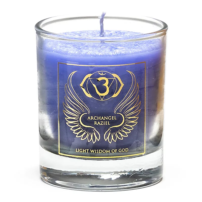 Duftende Votiv-Kerze Erzengel Raziel 6.Chakra -- 4.5x4 cm