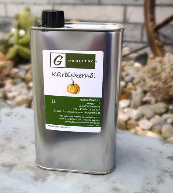 Kürbiskernöl aus der Südsteiermark, Frisches vom Bauernhof, (1000ml) – MYSTIKWELT