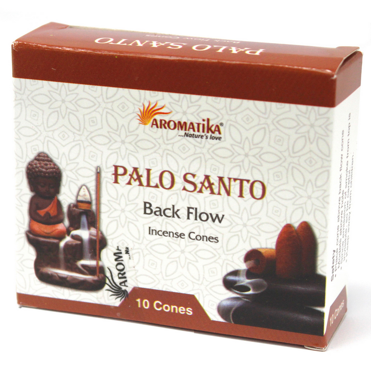 Rückfluss Räucherhalter 'Mountain' mit 30 Räucherkegeln, Nag Champa, Sieben Chakra, Palo Santo, Geschenkset