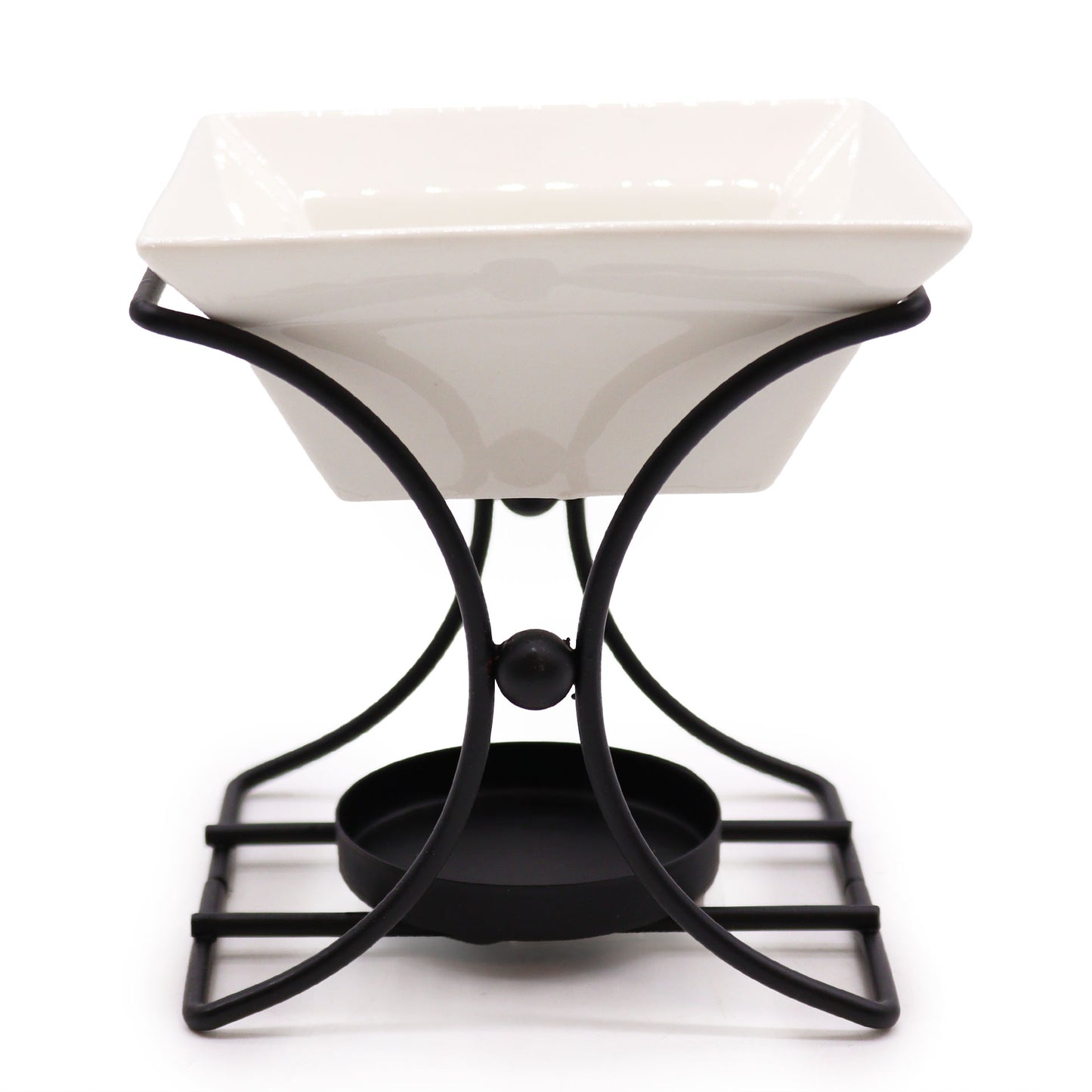 Duftlampe mit quadratischem Ständer aus Keramik und Metall