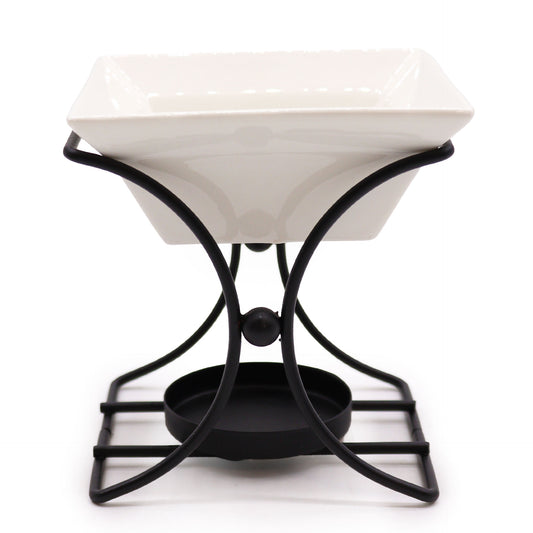 Duftlampe mit quadratischem Ständer aus Keramik und Metall