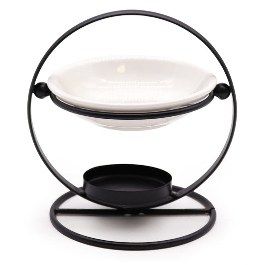 Duftlampe mit runden Ständer aus Keramik und Metall
